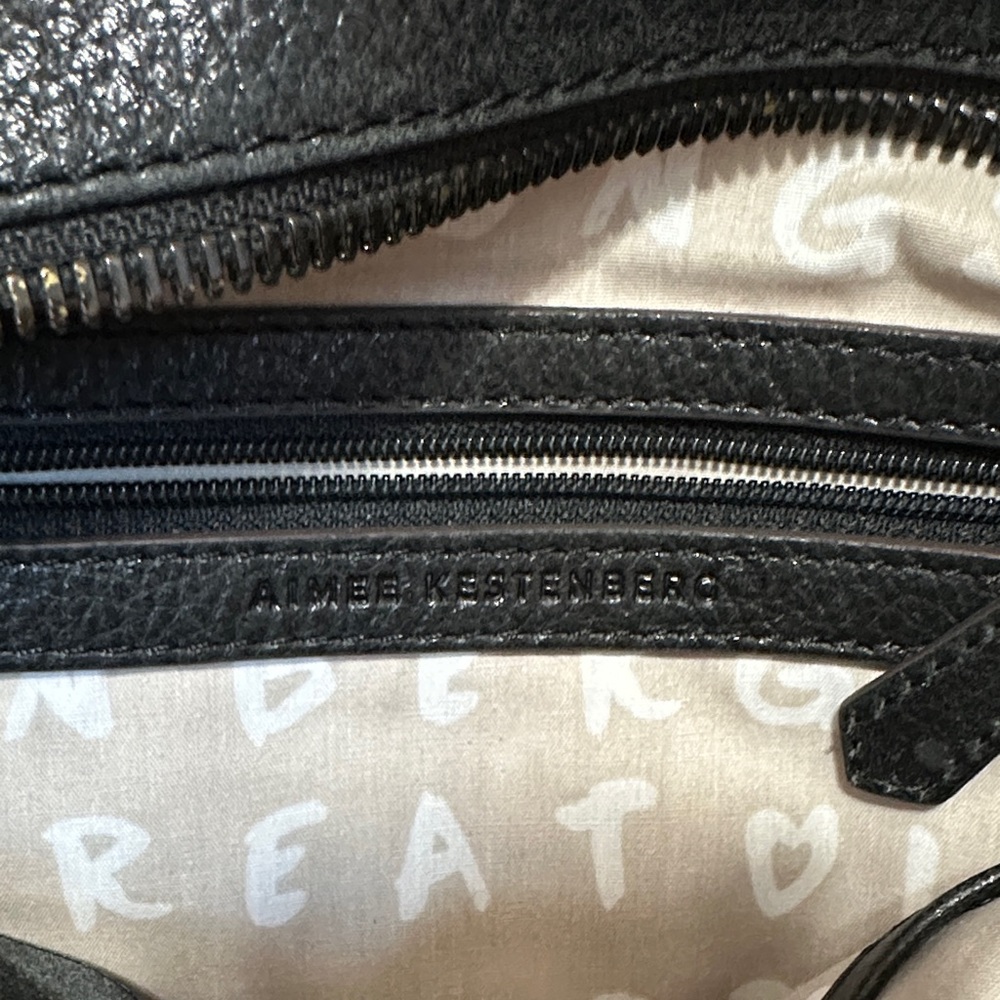 Aimee Kestenberg Bleecker Black Shimmer Leather Shoulder Bag - Picture 11 of 12
